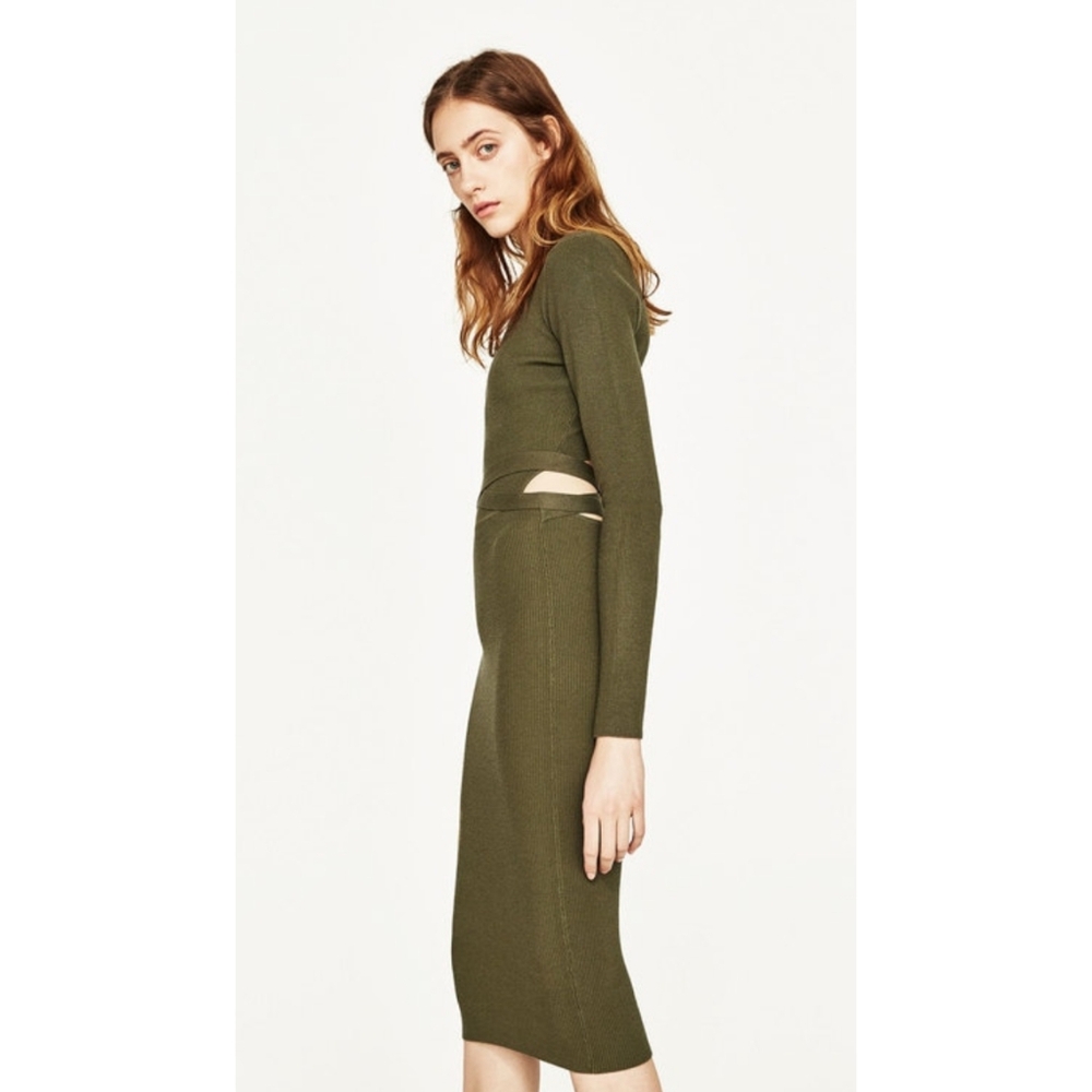 ZARA Knit Cutout Back Midi Dress Women's Size M - Picture 5 of 16
